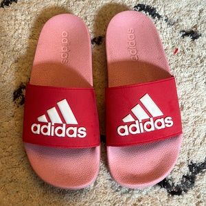 pink Adidas slides
